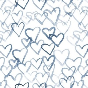 Indigo love vibes - watercolor hearts for saint valentines - romantic cute heart a519-15