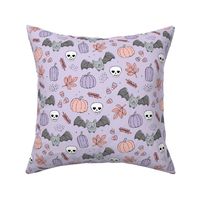 Sweet boho style halloween bats pumpkins and leaves halloween candy garden lilac blush pink