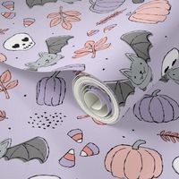 Sweet boho style halloween bats pumpkins and leaves halloween candy garden lilac blush pink
