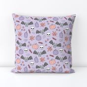 Sweet boho style halloween bats pumpkins and leaves halloween candy garden lilac blush pink