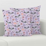 Sweet boho style halloween bats pumpkins and leaves halloween candy garden lilac blush pink