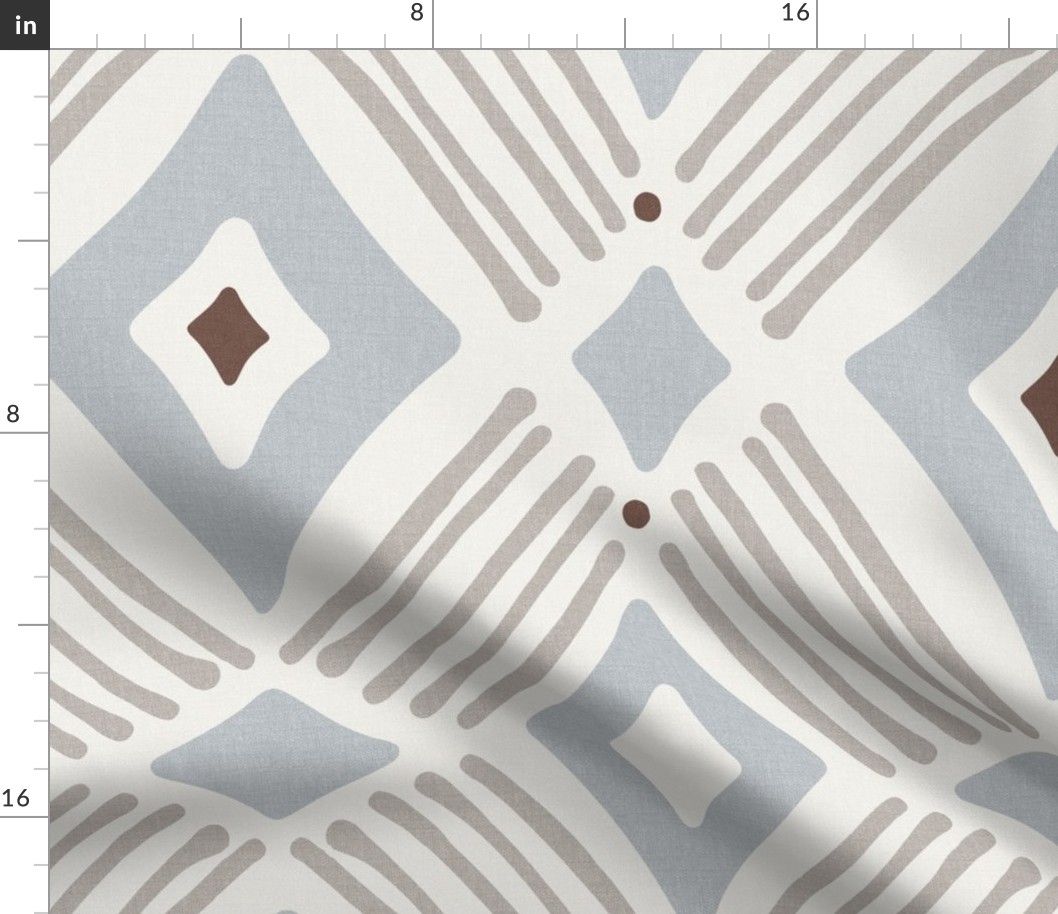 Tarak - Textured Geometric - Beige Taupe Blue Grey Jumbo Scale