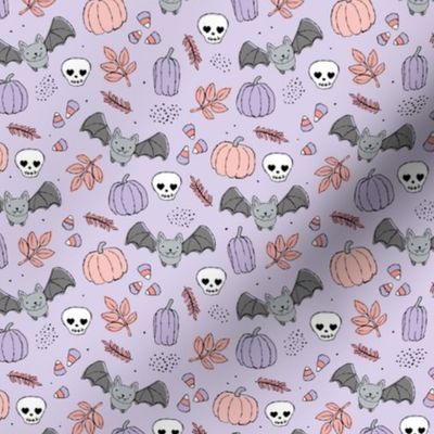 Sweet boho style halloween bats pumpkins and leaves halloween candy garden lilac blush pink SMALL 