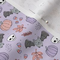 Sweet boho style halloween bats pumpkins and leaves halloween candy garden lilac blush pink SMALL 