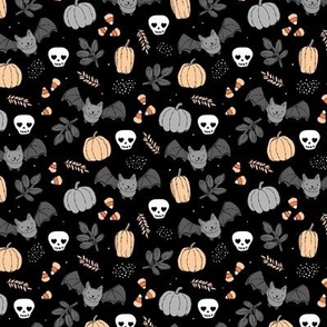 Sweet boho style halloween bats pumpkins and leaves halloween candy garden dark night black gray orange boys SMALL 