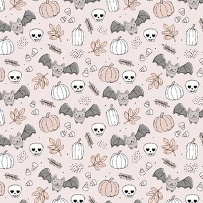 Sweet boho style halloween bats pumpkins and leaves halloween candy garden vintage pastel beige sand gray SMALL 