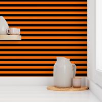 Dark Pumpkin Orange and Black Horizontal Witch Stripes