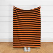 Dark Pumpkin Orange and Black Horizontal Witch Stripes