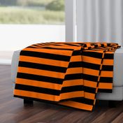 Dark Pumpkin Orange and Black Horizontal Witch Stripes