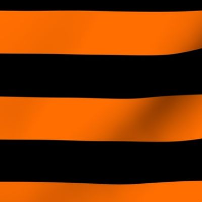 Dark Pumpkin Orange and Black Horizontal Witch Stripes