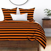 Dark Pumpkin Orange and Black Horizontal Witch Stripes