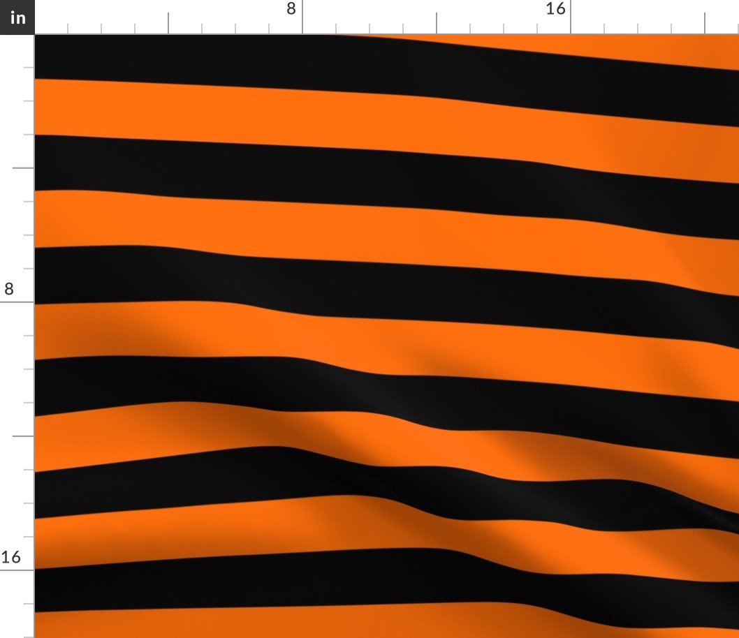 Dark Pumpkin Orange and Black Horizontal Witch Stripes