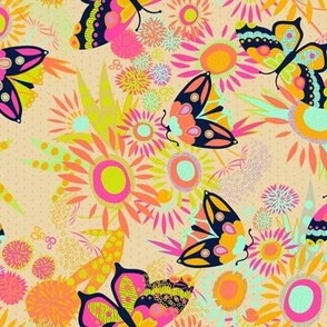 Enchanted Garden Friends-Moth and Butterfly-Vibrant Spring Palette