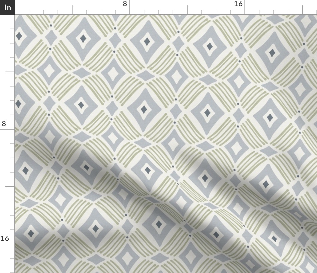 Tarak - Textured Geometric - Beige Green Grey Blue Regular Scale