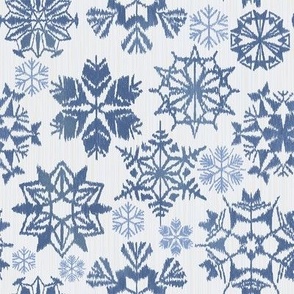 ikat snowflakes - blue - regular scale