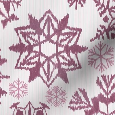 ikat snowflakes - red - large scale