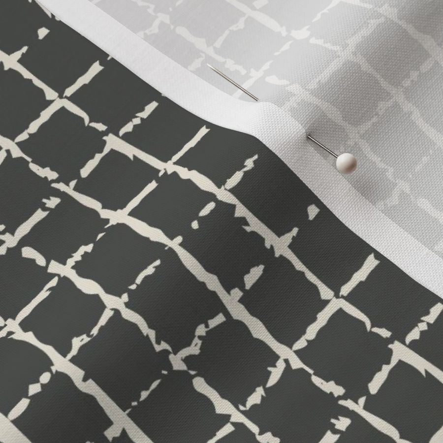 Windowpane check window pane check - Black and Cream - Jumbo