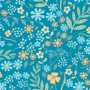 Halcyon Day Floral on Navy - Medium Scale