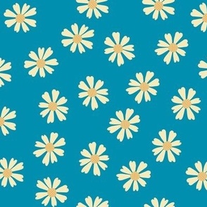 Bloom - Daisy Flowers on Blue - Regular Scale