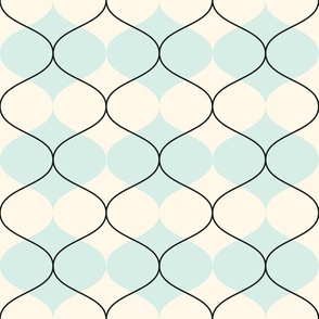 Retro geometric 70s blue black waves