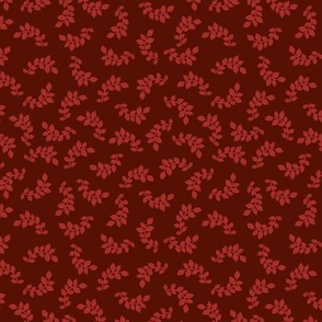 Branches of red plants on a burgundy background.