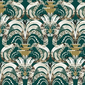 Gatsby's fountain in dark green