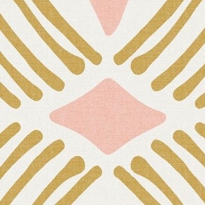Tarak - Textured Geometric - Beige Blush Pink Mustard Jumbo Scale