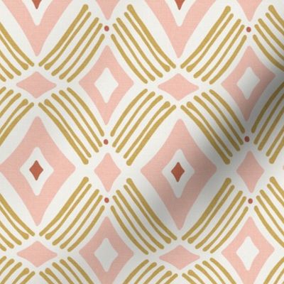 Tarak - Textured Geometric - Beige Blush Pink Mustard Regular Scale