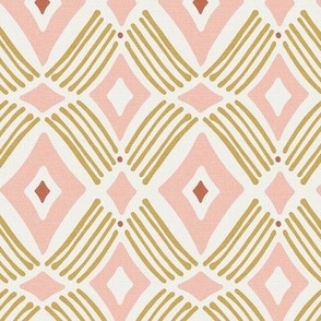 Tarak - Textured Geometric - Beige Blush Pink Mustard Regular Scale