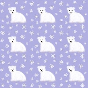 Polar bears on purple in the snow