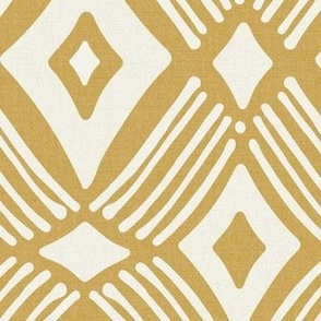 Tarak - Textured Geometric - Goldenrod Yellow Ivory Large Scale
