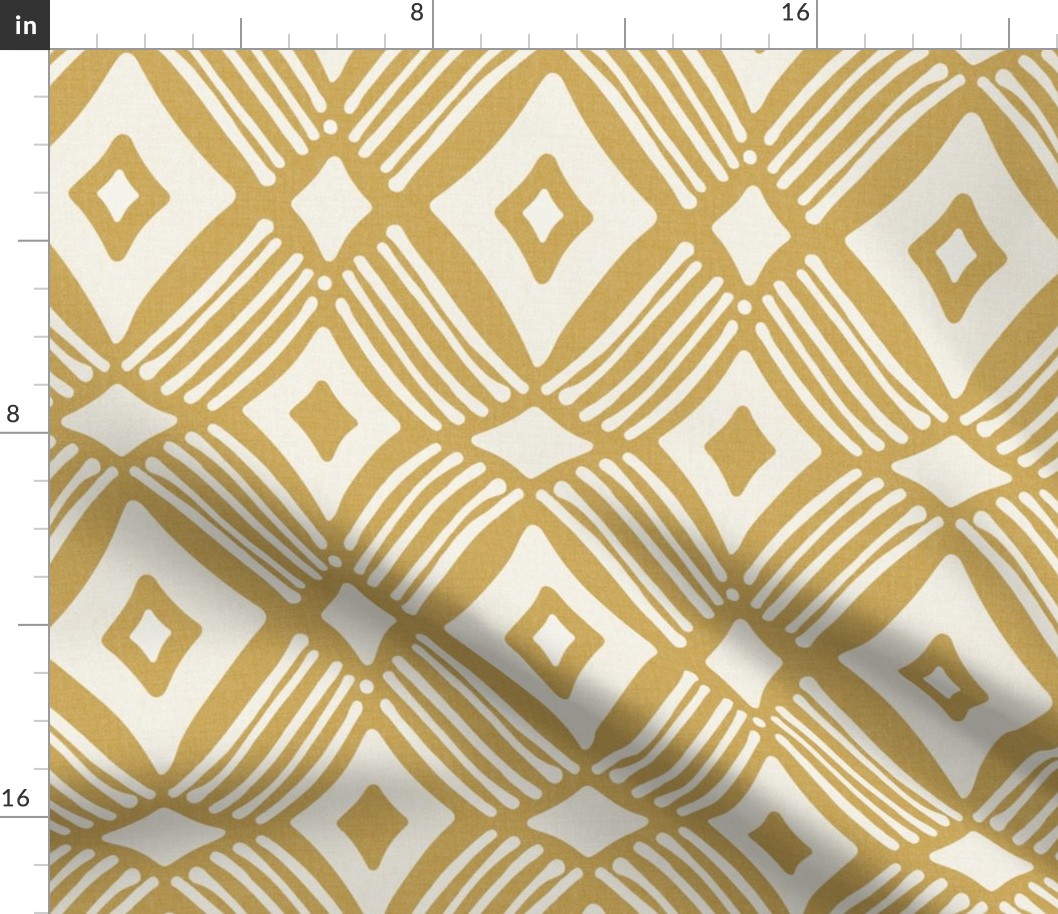 Tarak - Textured Geometric - Goldenrod Yellow Ivory Large Scale