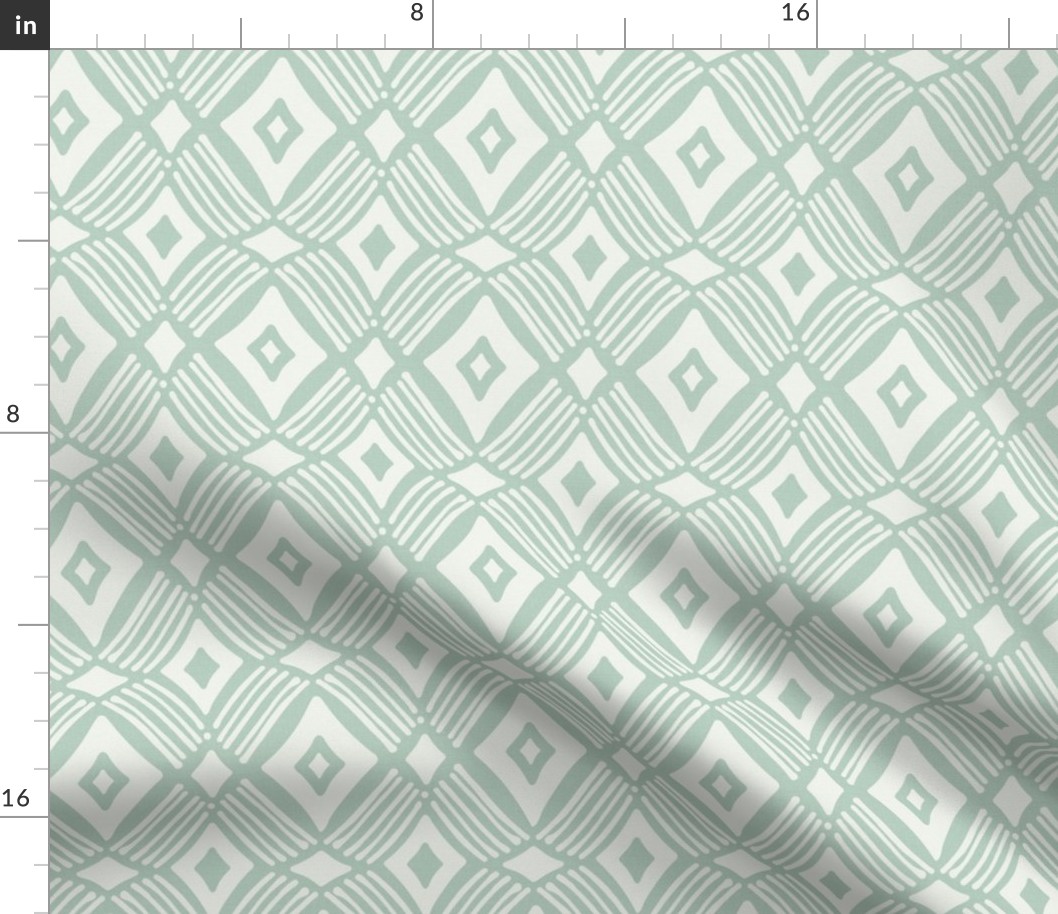 Tarak - Textured Geometric - Sea Green Ivory Regular Scale