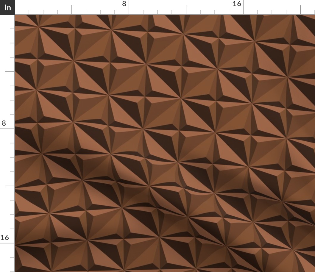 Milk Chocolate Brown embossed geometric diamonds 3D panels Wallpaper