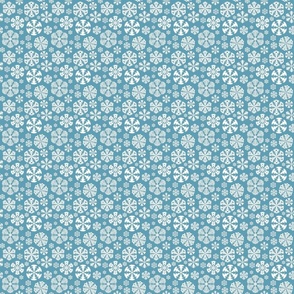 Cut out snowflakes white on aqua 3x3