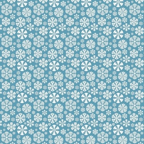 Cut out snowflakes white on aqua 4x4
