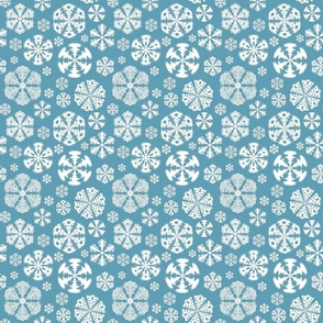 Cut out snowflakes white on aqua 6x6