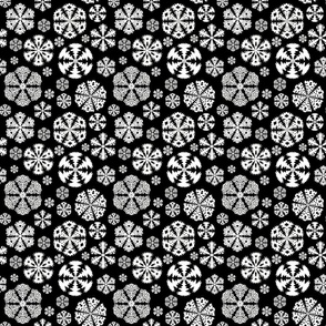 Cut out snowflakes white on black 6x6