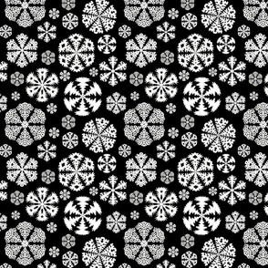 Cut out snowflakes white on black 8x8