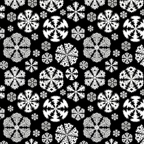 Cut out snowflakes white on black 10x10