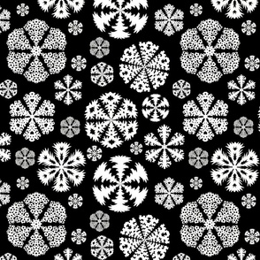 Cut out snowflakes white on black 12x12