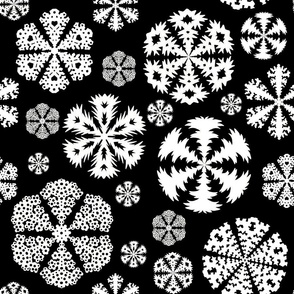 Cut out snowflakes white on black 18x18