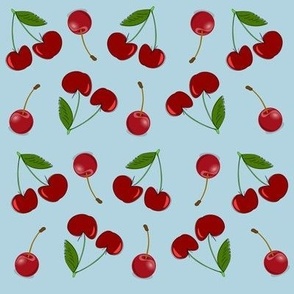 Cherries Pattern in blue background