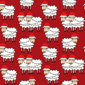 Christmas Party Sheep - Dark Red
