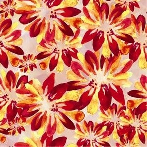  Orange and yellow floral on textured creamsicle  background