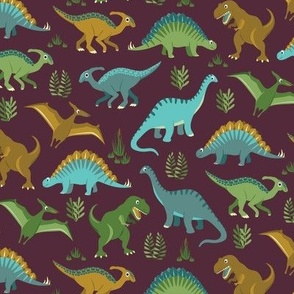 Dinosaur Vegetation Scatter - Mulberry - Sml