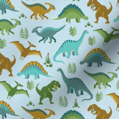 Dinosaur Vegetation Scatter - Pale Blue - Sml