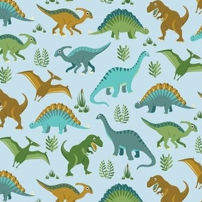 Dinosaur Vegetation Scatter - Pale Blue - Sml