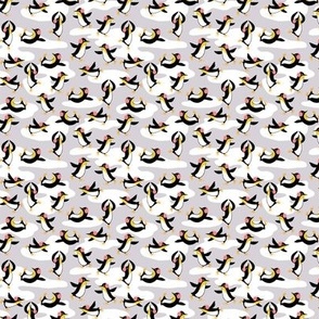 Winter penguins on ice skates light gray (mini)