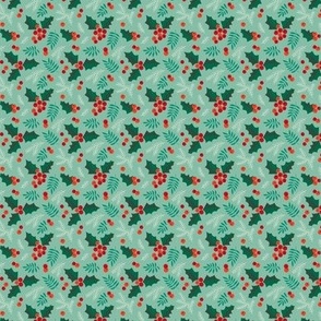 Christmas holly and berries on mint (mini)